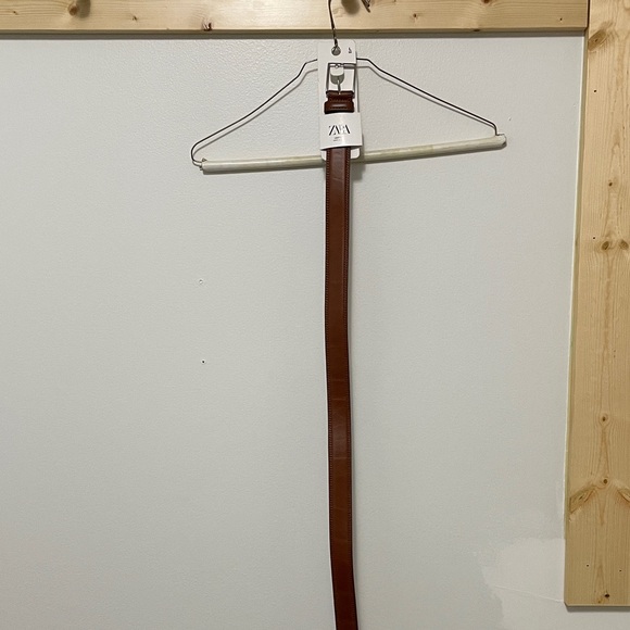 Zara Other - NWT ZARA Tan Leather Skinny Belt
